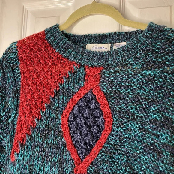 Circola Moda Vintage Acrylic Crochet Sweater L - Made in Korea - Coastal Grandma - Picture 2 of 6